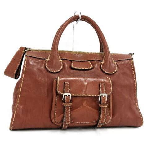 Used Chloe Handbag Edith Edith Medium Leather Brown 